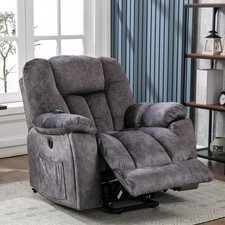 Electric Power Massage Lift Cinema Recliner Velvet Riser Heated Chair Sofa Grey
