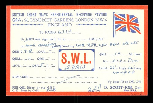 Qsl card radio swl 2dbw - card,