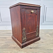 Antique Bedside Table Coal Scuttle Cabinet Wooden Purdonium - Edwardian