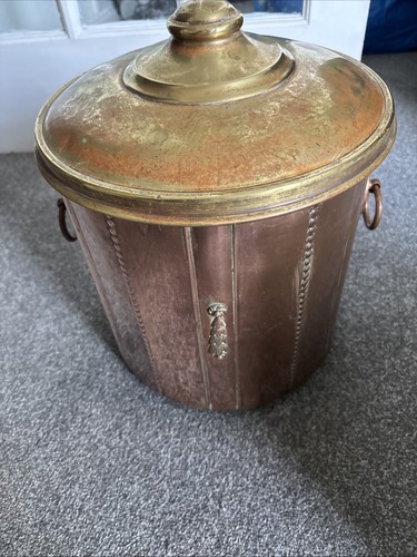 Antique copper coal bucket - copper,