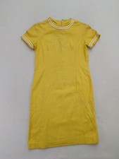 Vintage 60s 70s Women's Dress Sears Yellow Sheath Mod Size M