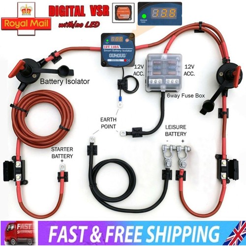 Split battery charge - charge, relay