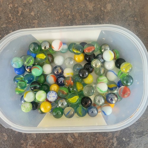 105 glass marbles assorted - marbles.,