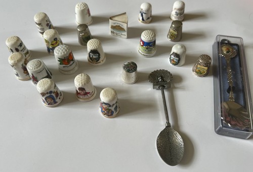 Vintage thimble and spoon - thimble,