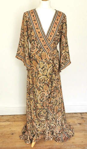 Long wrap dress brown maxi - long,