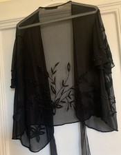 Lovely Chesca Sheer Black  Evening Jacket  Embroidered with beads 18-20
