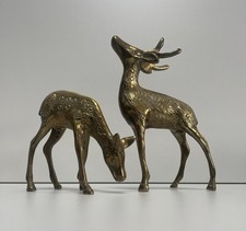 Vintage Brass Deer Pair Stag