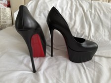 Christian Louboutin, Dolly Pump Alta 160, Black, Leather, Size 36.5