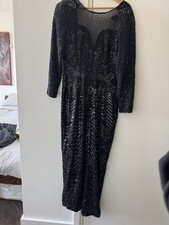 Black Sequin Long-sleeve Dress