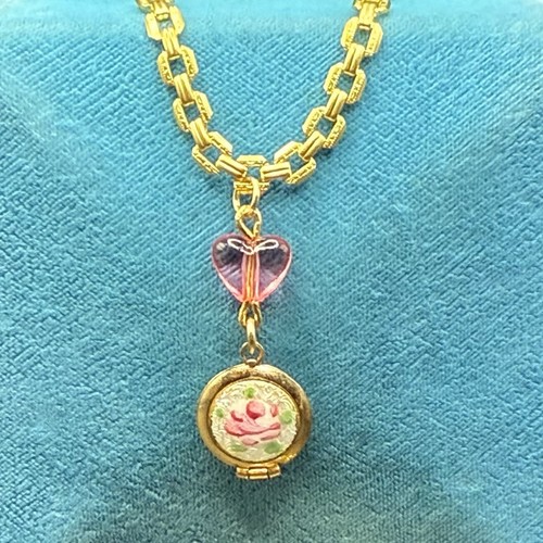 Vintage enamel rose guilloche - vintage,