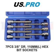 US PRO Extra Long Hex Bit Socket Set 3/8" Dr Allen Keys H3 4 5 6 7 8 10mm 1399