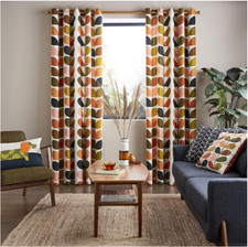 Orla Kiely Multi Stem Auburn Lined Eyelet Ready Made Curtains