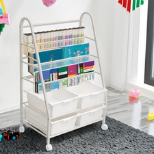 5 Tier White Sling Book Shelf Book Display Bookcase Shelfing Rack Storage Holder