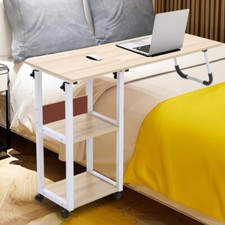 Over Bed Chair Table w/ Castors Lockable Foldable Multipurpose Height Adjustable