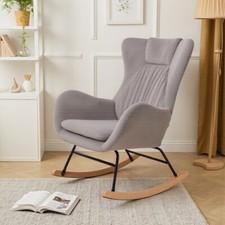 Lambwool/Velvet Nursery Rocking Chair Wing Back Leisure Glider Rocker Armchair