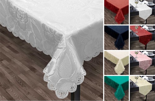 Rose jacquard table linen - table,