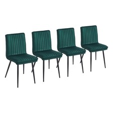 4X Dining Chairs Velvet Padded Seat Metal Legs Kitchen Chair Home Office Green