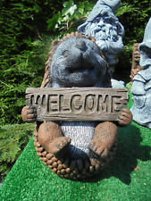 Welcome hedgehog concrete garden ornament
