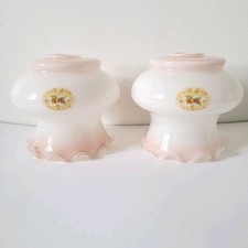 2 Vtg Glass Light Shades Milk
