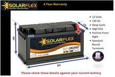 12V 130AH Leisure Battery DEEP CYCLE for Caravan Campervan Motorhome 130 AH