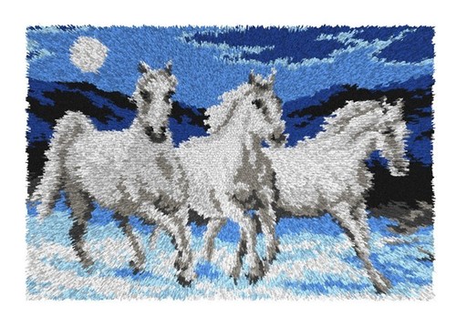 Grey horses latch hook kit - grey,