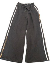QED London trousers wide leg uk size Small to medium black elastic waist 