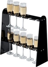 2 Tier Black Acrylic Champagne Flute Glass Holder Stand, Hanging Display Rack