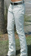 New Men's White Leather Pant