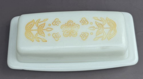 Vintage pyrex butter dish - vintage, gold