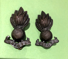 Pair Royal Artillery Ubique Collar Badges British Army. New Pins VGC
