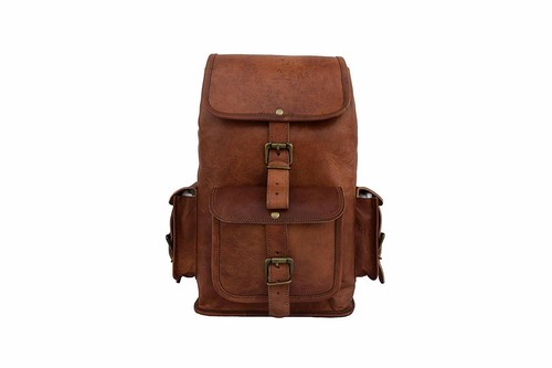 Pure leather large backpack