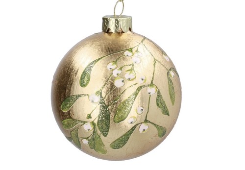 Gold leaf mistletoe glass - gold,
