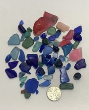 Multi  Tiny Cobalt Blue Pink Sea Glass Craft Set Perfect For Art Project 44g