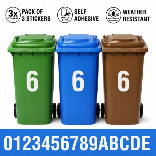 Wheelie bin number stickers - wheelie,