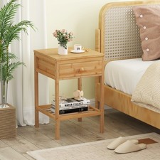 GAINOOM Bamboo Natural Nightstand Bedside Table with Storage Drawer