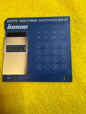 Vintage Inmac Promotional Solar-Powered Calculator, 5 1/4 Floppy Disk, Working
