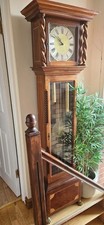 grandmother clock, longcase clock, reproduction clock, mahogany clock, barley tw