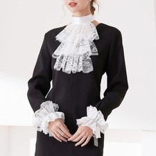 Lace Jabot and Cuffs Set White