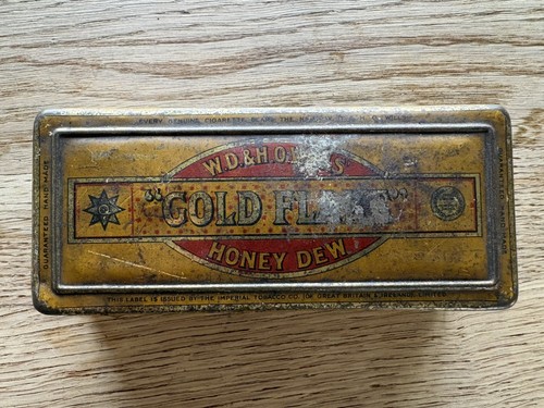 Tobacco cigarette tin - tobacco, gold