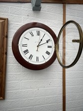 A Very Nice Large Mahogany Retro Style Cased Battery Quartz Wall Clock