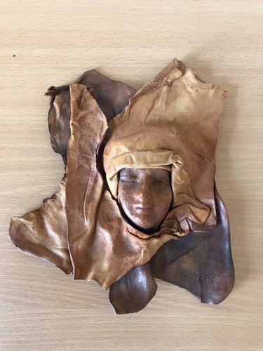Vintage molded leather female - leather,