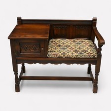 Old Charm Telephone Seat With Cupboard Cushion In Tudor Brown FREE* UK Delivery