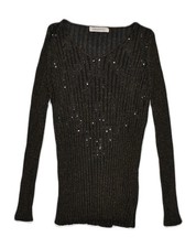 ELENA MIRO Womens V-Neck Jumper Sweater UK 6 XS Black Viscose DB08