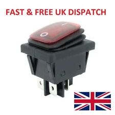 Red Rectangle Illuminated On-Off Waterproof Rocker Switch 16A 250V DPST