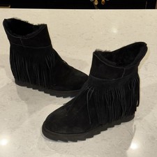 New Ash Shearling Black Suede