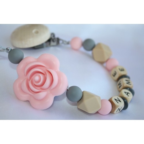 Pink rose personalised wooden - pink,