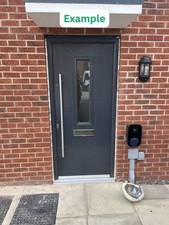 GREY COMPOSITE FRONT DOOR MODERN FROSTED GLASS LONG BAR HANDLE EXTERNAL WHITE