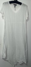 Peruzzi Linen White Dress Long Sz 14 Short Sleeved