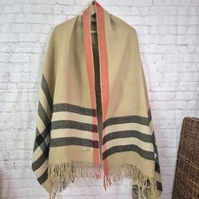 Lambswool Burberry Black Beige Red Check Scarf Shawl Extra Wide And Long Stole.