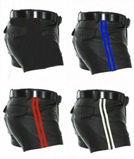 MENS FETISH SOFT SHEEP REAL LEATHER SHORTS CLUB WEAR GYM SPORTS SHORT BOXER GAY